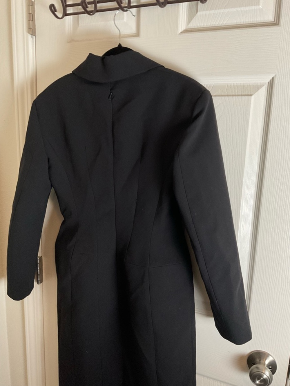 Zara Black Tailored Hourglass Midi Coat Dress – Back Zip – Size XS - Picture 7 of 10